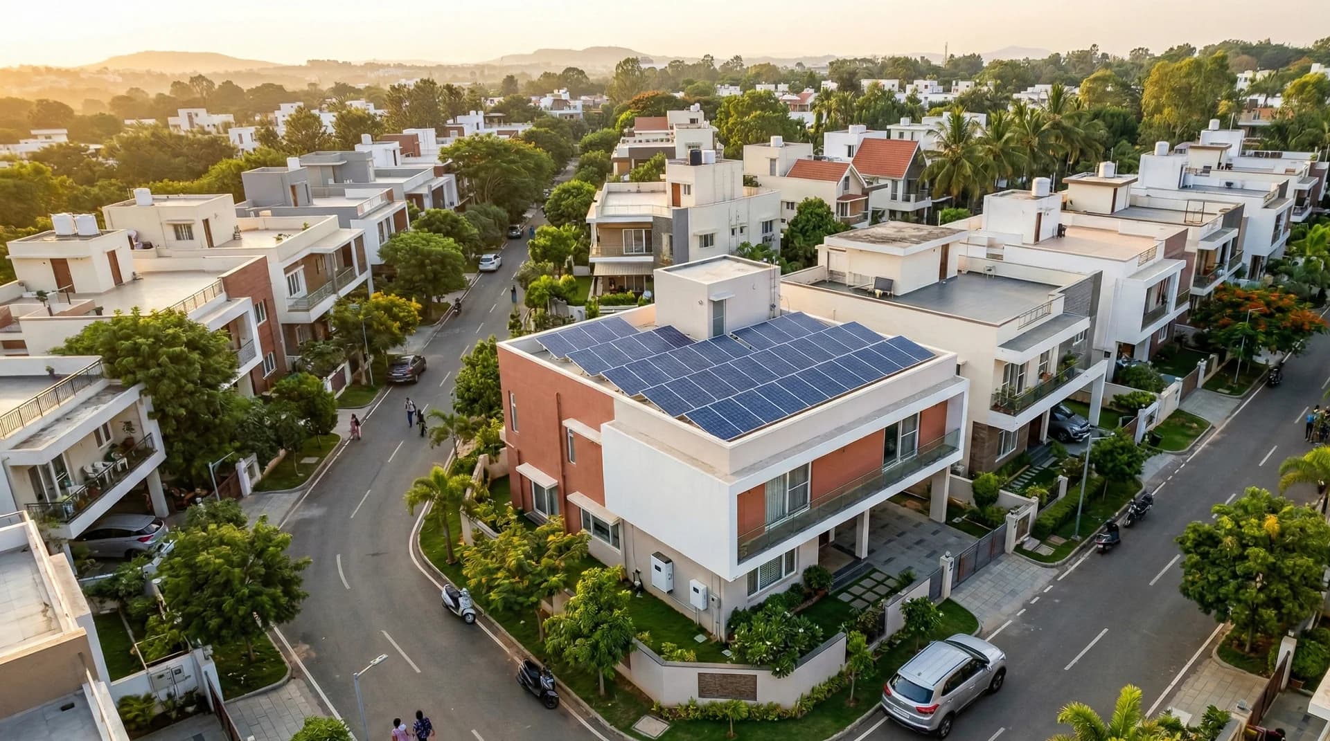 Aerial view of a residential energy installation